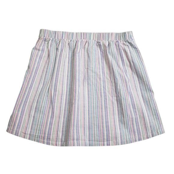 Copper Key Pastel Stripe Mini Skirt M Faux Wrap Cotton Blend Cottagecore Vibes - Picture 2 of 9